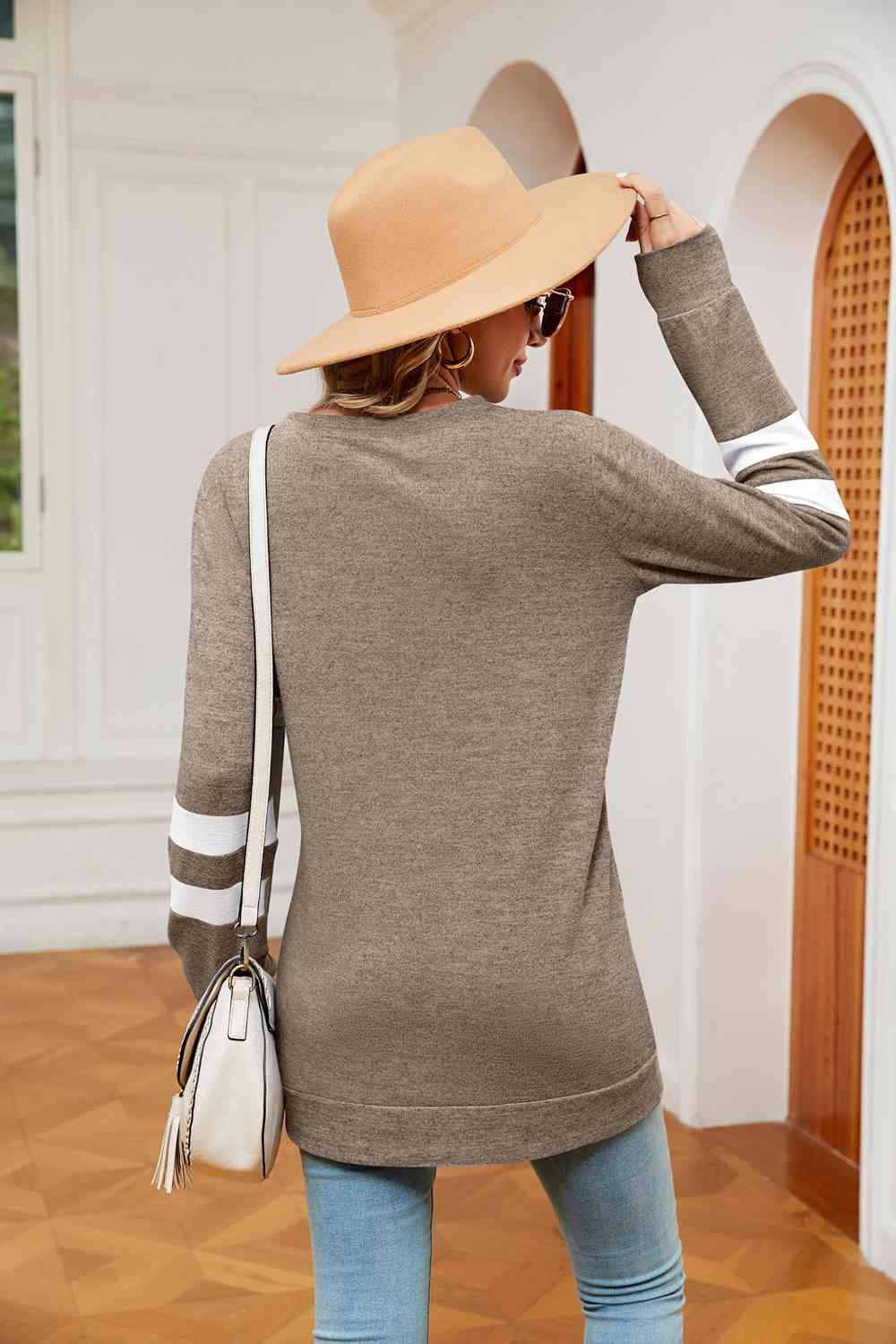 Round Neck Long Sleeve Top BLUE ZONE PLANET