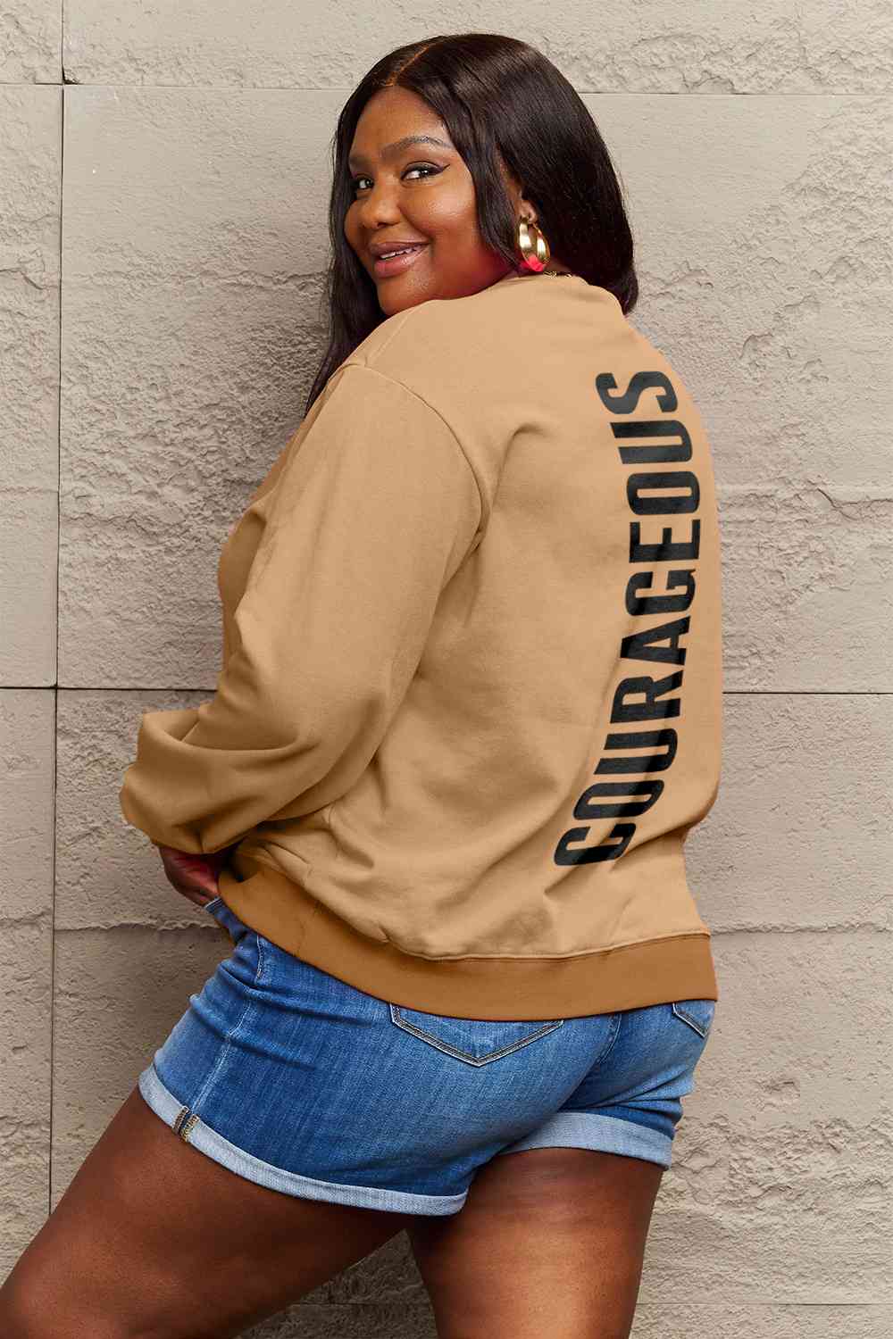 Blue Zone Planet | Simply Love Full Size COURAGEOUS Graphic Sweatshirt BLUE ZONE PLANET