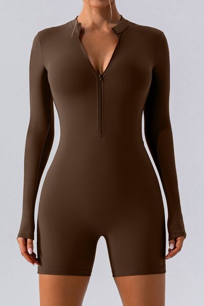 Blue Zone Planet | Half Zip Long Sleeve Active Romper BLUE ZONE PLANET