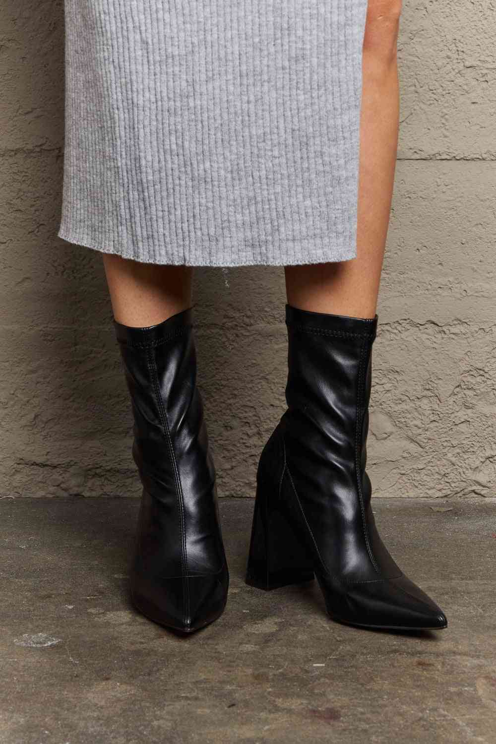 Weeboo Stacy Block Heel Sock Boots BLUE ZONE PLANET