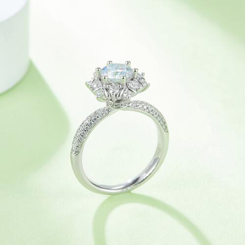 1 Carat Moissanite 925 Sterling Silver Flower Shape Ring BLUE ZONE PLANET
