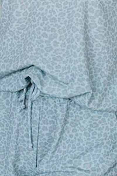 Blue Zone Planet | Leopard Notched Top and Drawstring Shorts Lounge Set BLUE ZONE PLANET