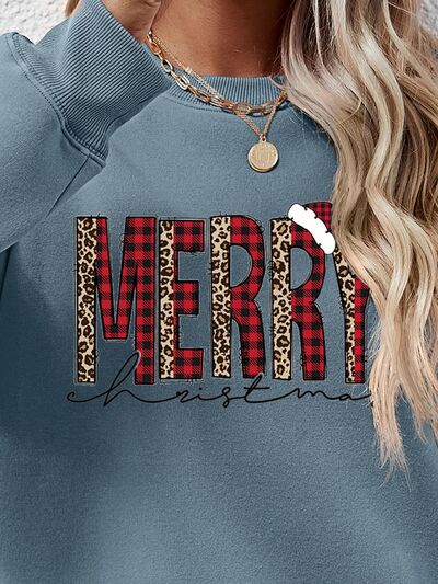 Blue Zone Planet | MERRY CHRISTMAS Round Neck Long Sleeve Sweatshirt BLUE ZONE PLANET