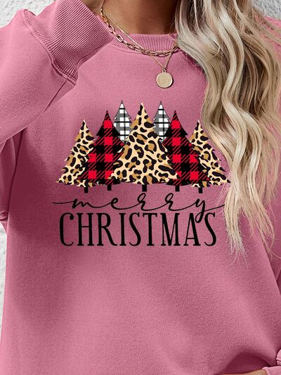 Blue Zone Planet | MERRY CHRISTMAS Round Neck Long Sleeve Sweatshirt BLUE ZONE PLANET