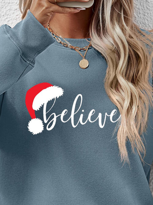 BELIEVE Graphic Long Sleeve Sweatshirt BLUE ZONE PLANET