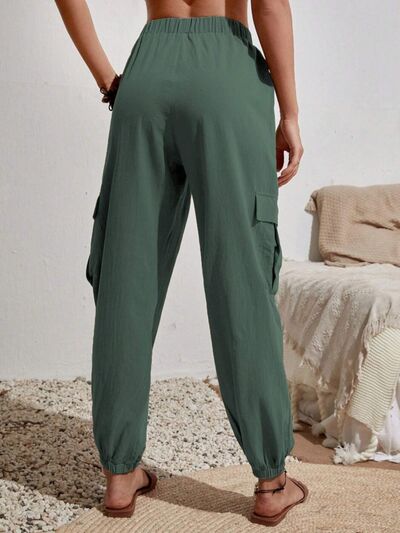 Drawstring Joggers with Cargo Pockets Trendsi
