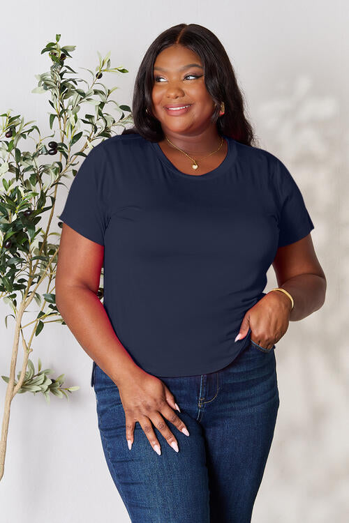 Basic Bae Full Size Round Neck Short Sleeve T-Shirt BLUE ZONE PLANET