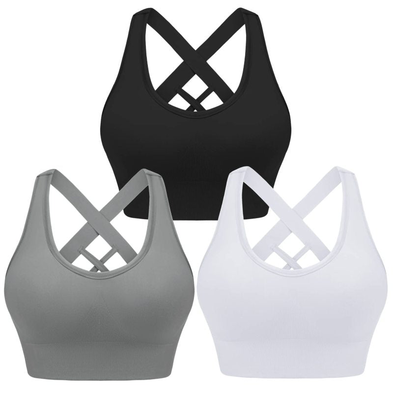 Women's cross strap seamless back sports bra kakaclo