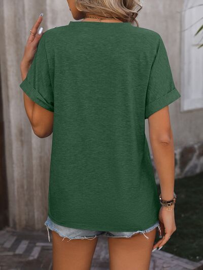 Blue Zone Planet | Notched Buttoned Short Sleeve T-Shirt BLUE ZONE PLANET