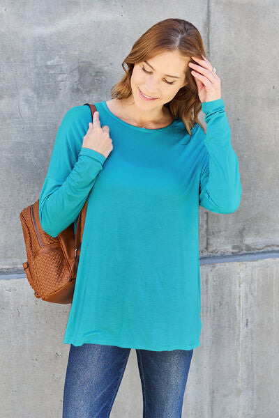 Blue Zone Planet | Basic Bae Full Size Round Neck Dropped Shoulder T-Shirt BLUE ZONE PLANET