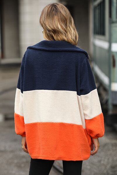 Color Block Quarter Zip Sweatshirt BLUE ZONE PLANET