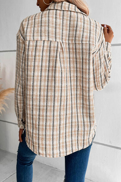 Blue Zone Planet |  Pocketed Button Up Collared Neck Jacket BLUE ZONE PLANET
