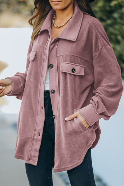 Blue Zone Planet | Button Up Collared Neck Long Sleeve Jacket BLUE ZONE PLANET