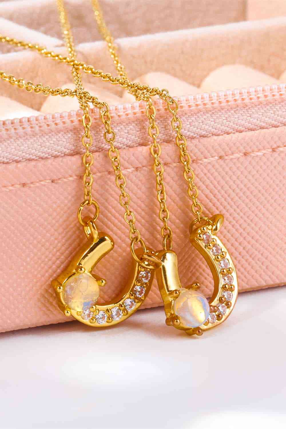 Blue Zone Planet |  Horseshoe Shape Copper 14K Gold Plated Pendant Necklace BLUE ZONE PLANET