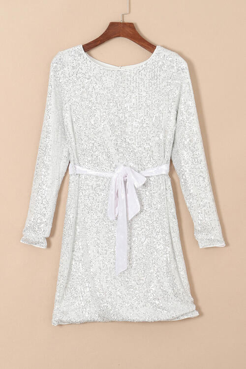 Sequin Tie Front T-Shirt Dress BLUE ZONE PLANET