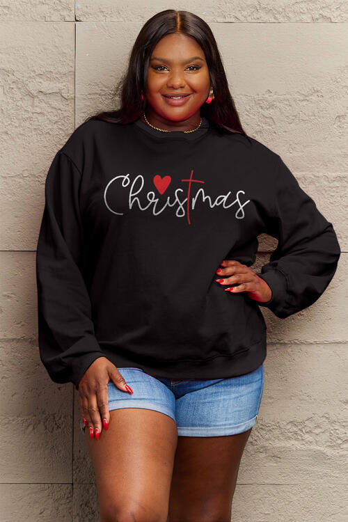 Simply Love Full Size CHRISTMAS Long Sleeve Sweatshirt BLUE ZONE PLANET
