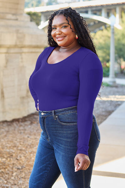 Blue Zone Planet | Basic Bae Full Size Round Neck Long Sleeve Bodysuit BLUE ZONE PLANET
