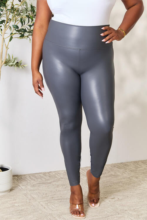 LOVEIT Full Size Wide Waistband High Waist Leggings BLUE ZONE PLANET