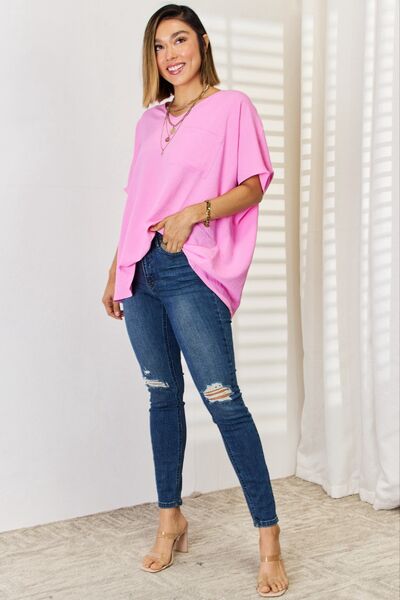 Zenana Texture Short Sleeve T-Shirt BLUE ZONE PLANET