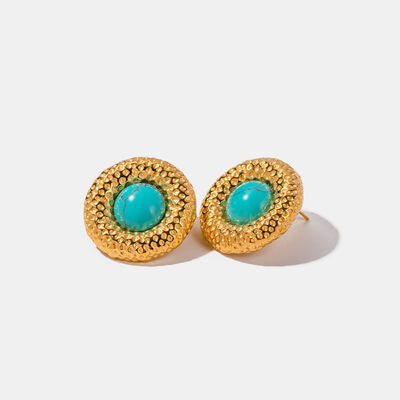 Blue Zone Planet | Artificial Turquoise Stainless Steel Gold-Plated Earrings BLUE ZONE PLANET