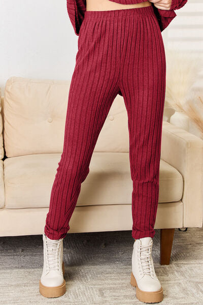 Blue Zone Planet | Basic Bae Full Size Notched Long Sleeve Top and Pants Set BLUE ZONE PLANET
