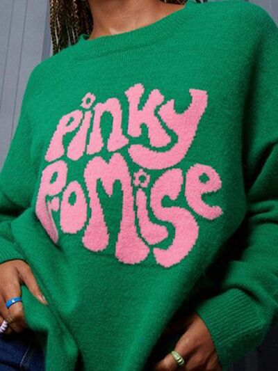 Blue Zone Planet | PINKY PROMISE Round Neck Sweater BLUE ZONE PLANET