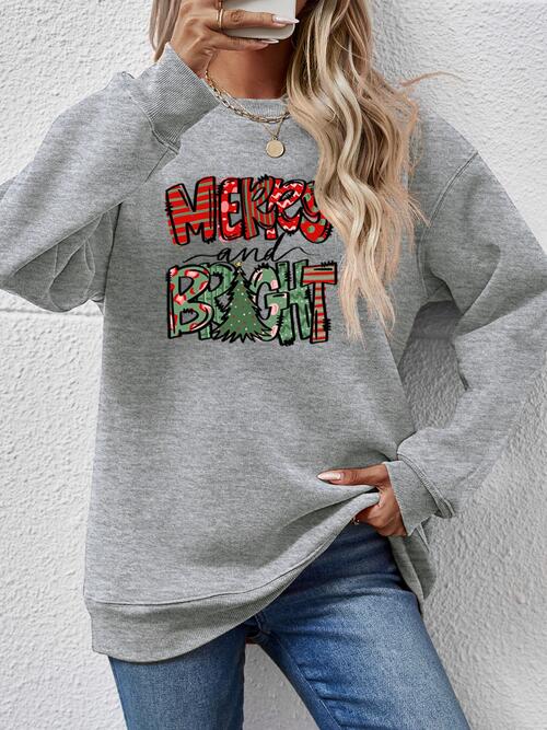 MERRY AND BRIGHT Long Sleeve Sweatshirt BLUE ZONE PLANET