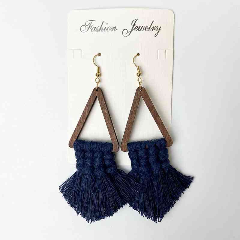 Tassel Detail Geometric Earrings BLUE ZONE PLANET