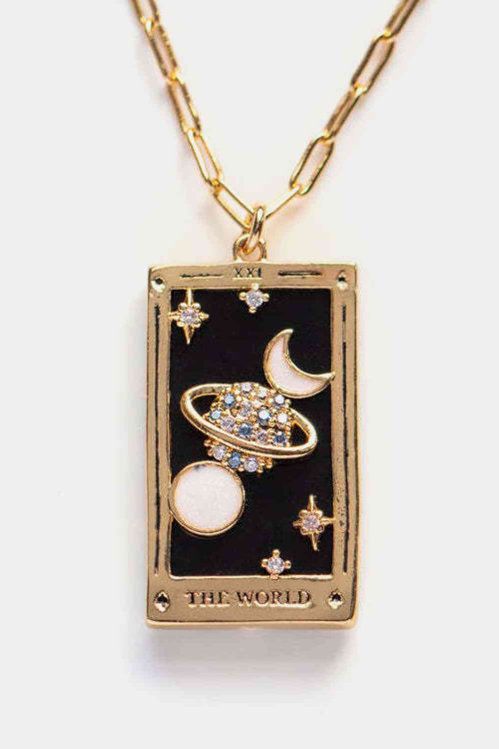 Tarot Card Pendant Stainless Steel Necklace BLUE ZONE PLANET