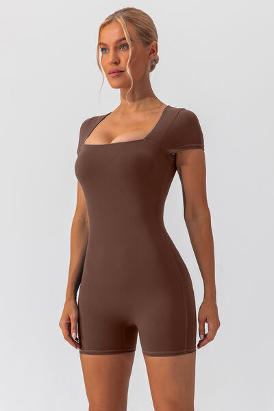 Blue Zone Planet | Square Neck Cap Sleeve Active Romper BLUE ZONE PLANET