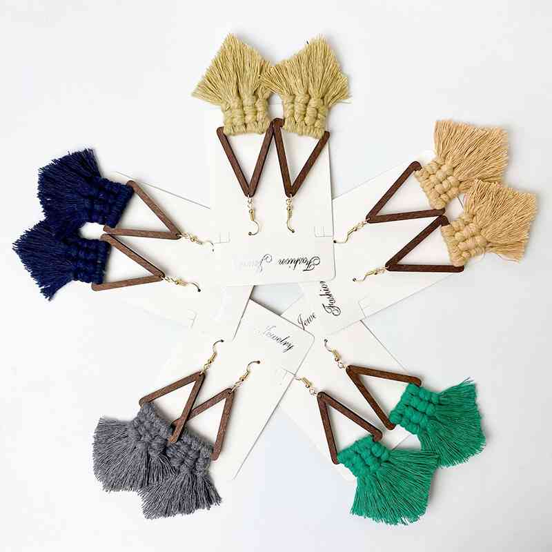 Tassel Detail Geometric Earrings BLUE ZONE PLANET