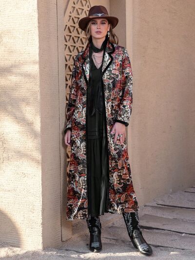 Blue Zone Planet | Printed Open Front Long Sleeve Outerwear BLUE ZONE PLANET
