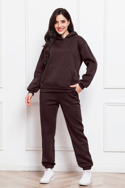 Blue Zone Planet | Drop Shoulder Long Sleeve Hoodie and Pants Set BLUE ZONE PLANET