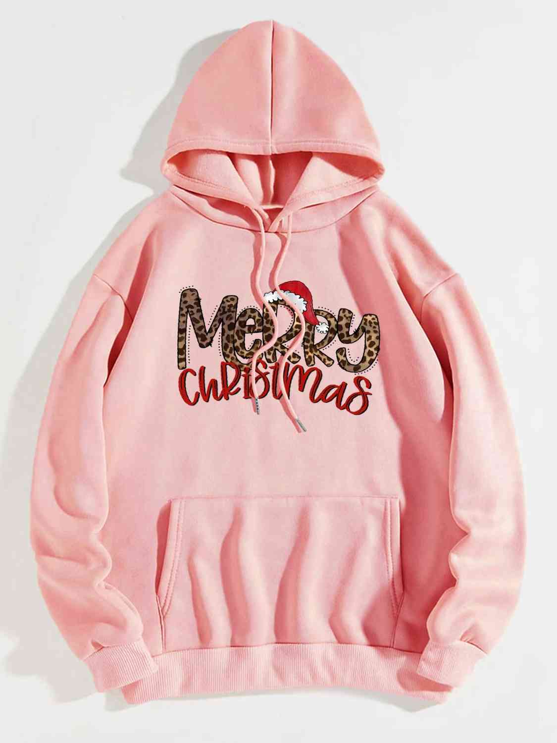 MERRY CHRISTMAS Graphic Drawstring Hoodie BLUE ZONE PLANET