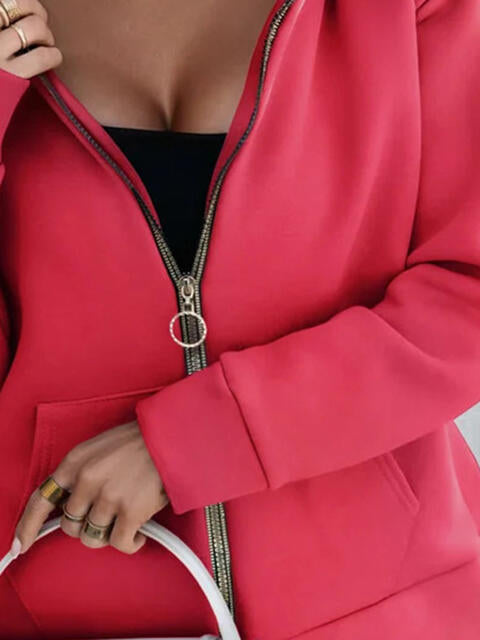 Blue Zone Planet | Zip-Up Slit Hoodie with Pockets BLUE ZONE PLANET