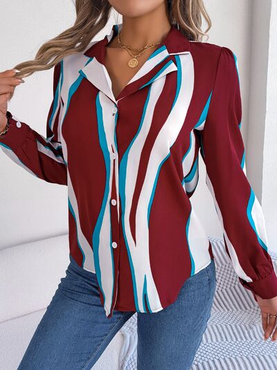 Blue Zone Planet | Printed Button Up Long Sleeve Shirt BLUE ZONE PLANET