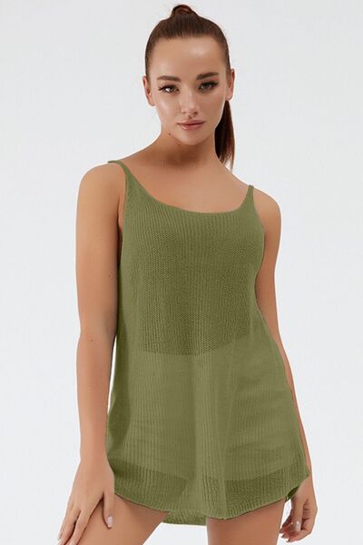 Blue Zone Planet | Scoop Neck Spaghetti Strap Knit Cami BLUE ZONE PLANET