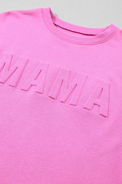 Blue Zone Planet | MAMA Round Neck Dropped Shoulder Sweatshirt BLUE ZONE PLANET