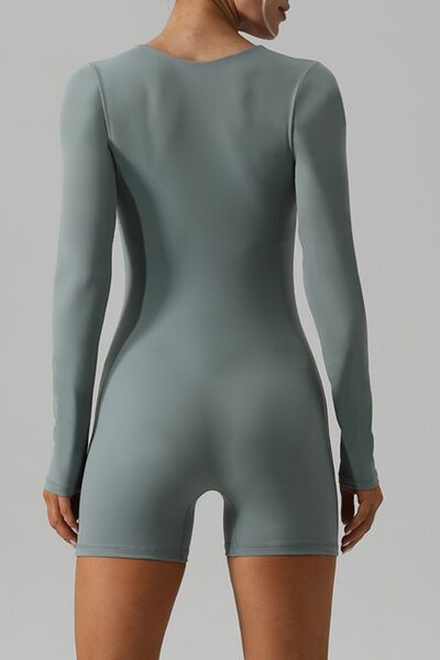 Blue Zone Planet | Square Neck Long Sleeve Active Romper BLUE ZONE PLANET