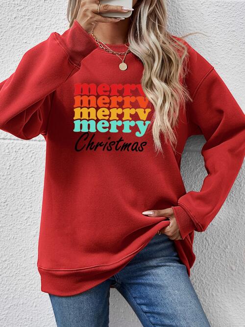 MERRY CHRISTMAS Graphic Long Sleeve Sweatshirt BLUE ZONE PLANET