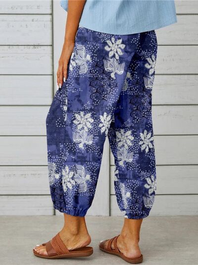 Blue Zone Planet |  Printed Tied Cropped Pants BLUE ZONE PLANET
