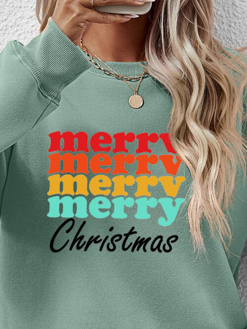 MERRY CHRISTMAS Graphic Long Sleeve Sweatshirt BLUE ZONE PLANET