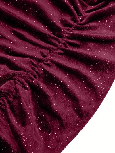 Blue Zone Planet | Glitter Ruched Cowl Neck Wrap Dress BLUE ZONE PLANET