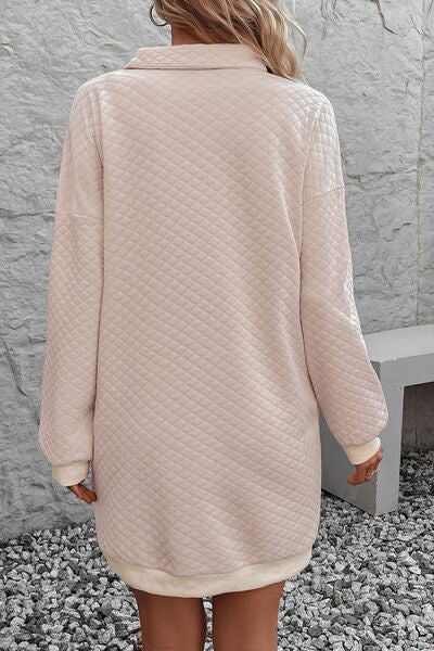 Johnny Collar Dropped Shoulder Dress Trendsi