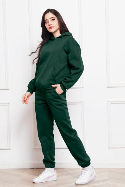 Blue Zone Planet | Drop Shoulder Long Sleeve Hoodie and Pants Set BLUE ZONE PLANET