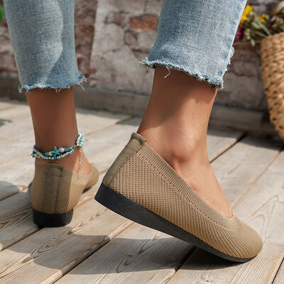 Blue Zone Planet | Round Toe Knit Ballet Flats BLUE ZONE PLANET