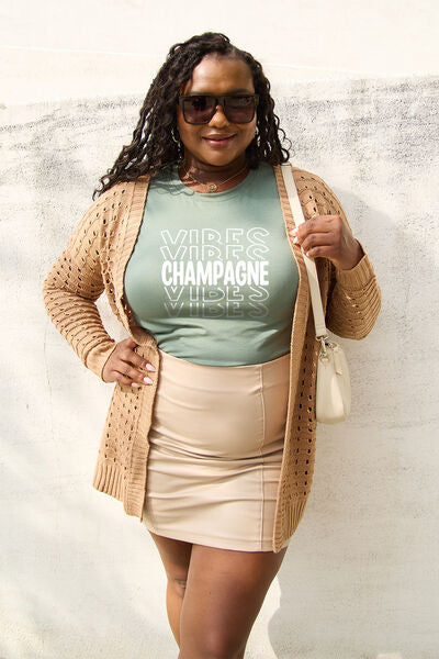 Blue Zone Planet | Simply Love Full Size CHAMPAGNE VIBES Round Neck T-Shirt BLUE ZONE PLANET