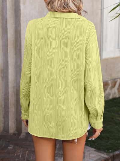 Button Up Dropped Shoulder Shirt Trendsi