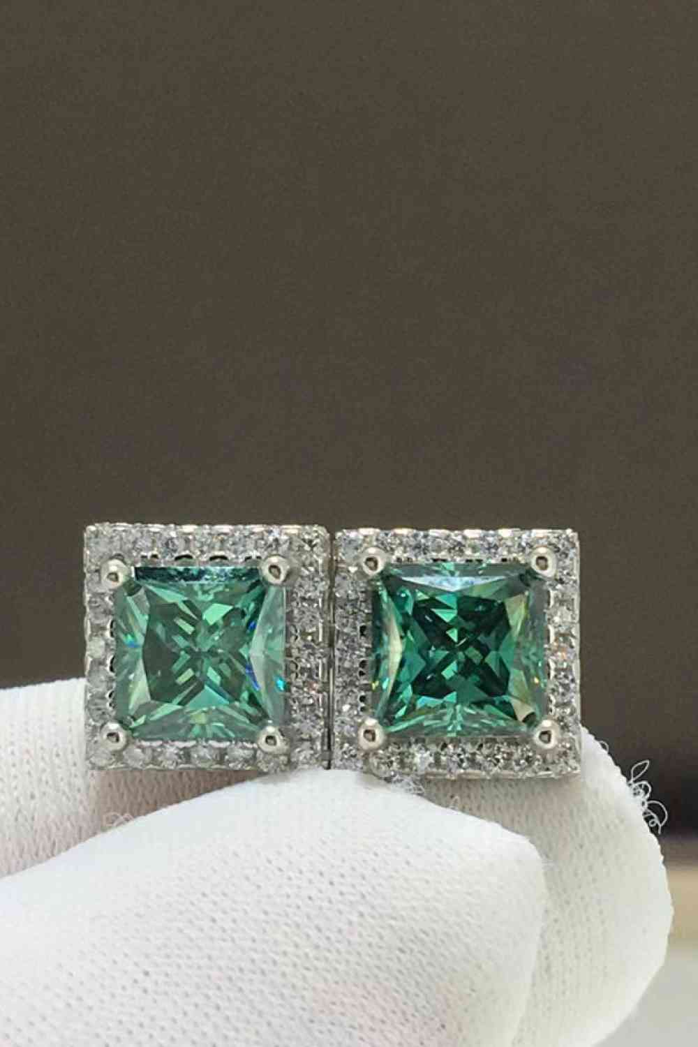 2 Carat Moissanite Square Stud Earrings BLUE ZONE PLANET