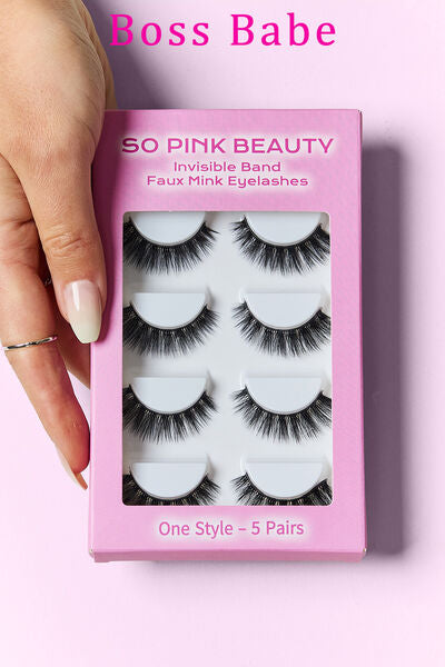 SO PINK BEAUTY Faux Mink Eyelashes 5 Pairs Trendsi